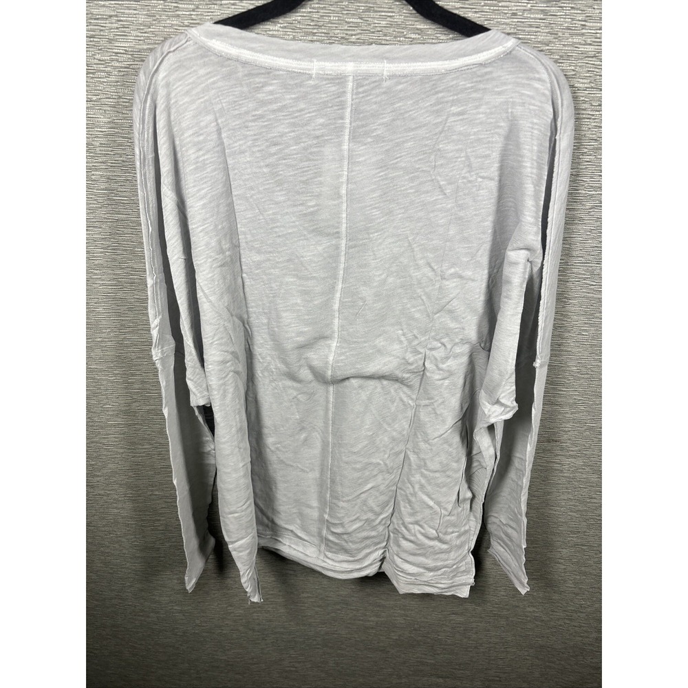 NEW Free People Women's On My Mind V-Neck Long Sleeve Shirt Light Gray Size XS - Picture 10 of 12